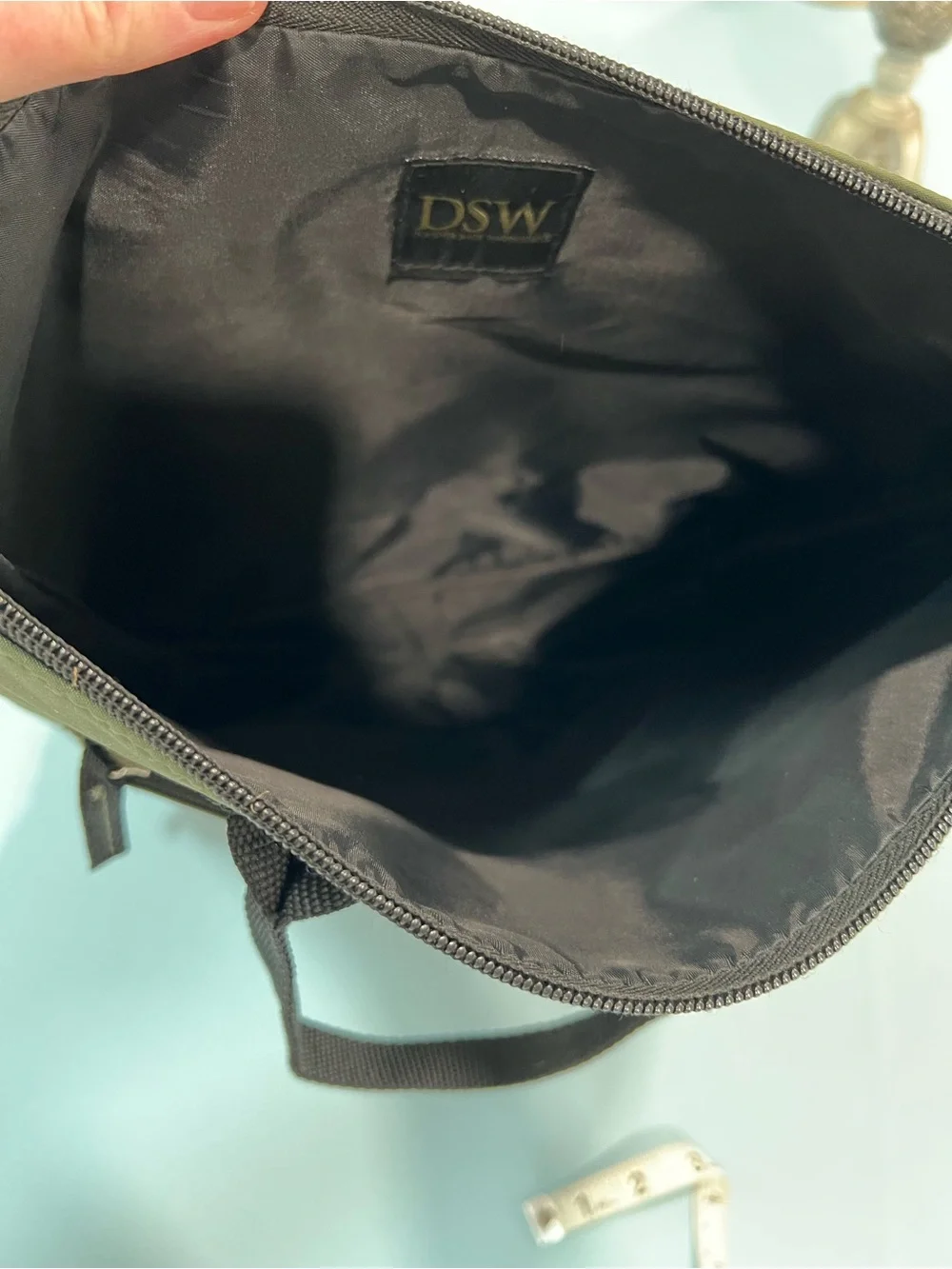 DSW Olive and Black Two-Tone Travel Backpack Tote - Picture 10 of 13